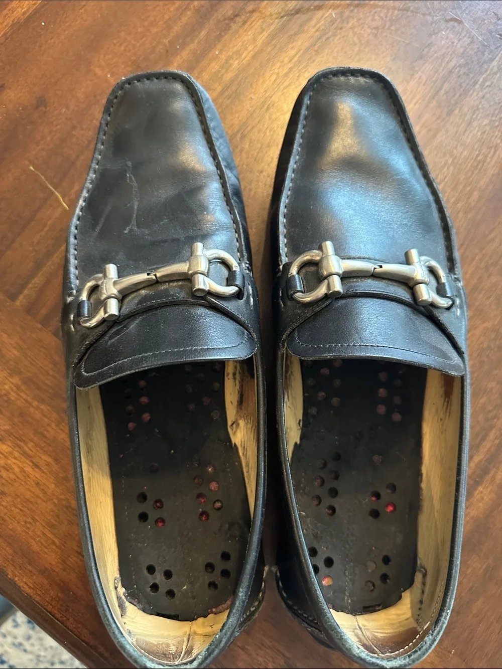 Salvatore Ferragamo Black Leather slip on Loafers